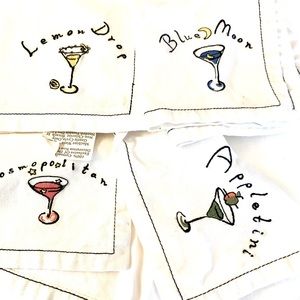 4 Fun Pottery Barn🍸🍹🥃 Cotton Cocktail Napkins